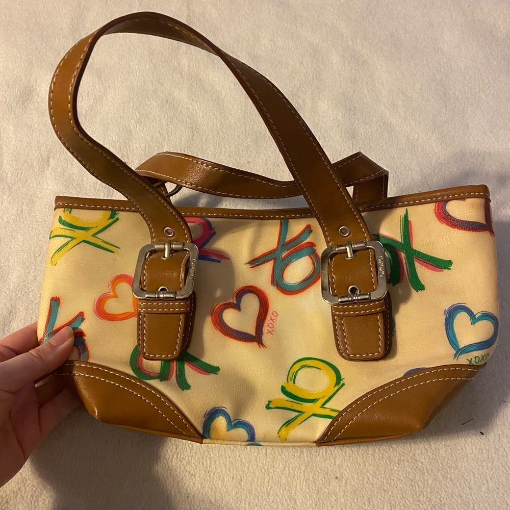 Small Multicolor XOXO Bag. Zipper top.